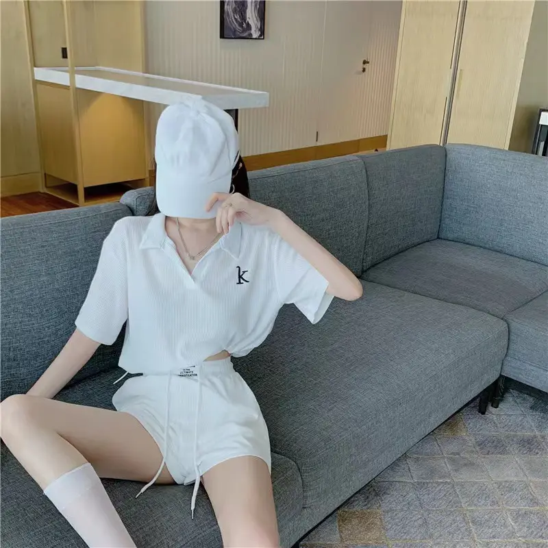Women's 2025 Casual Sports Suit White Loose Shorts Set