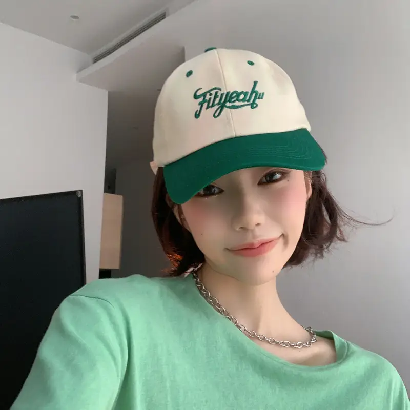 Women Japanese Style Baseball Cap Green White Summer - Image 6