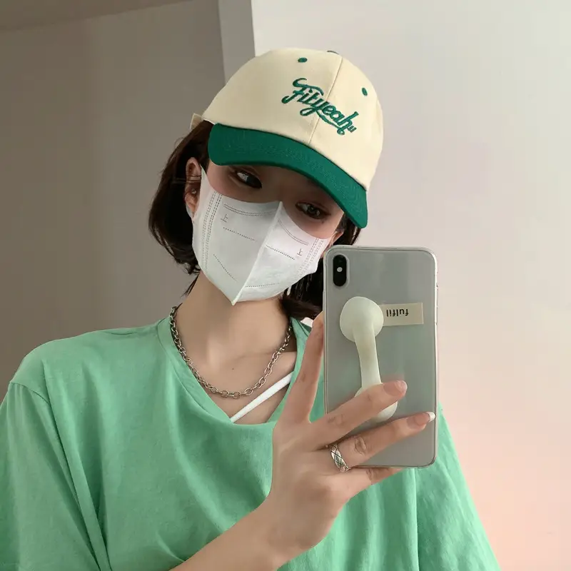 Women Japanese Style Baseball Cap Green White Summer - Image 9