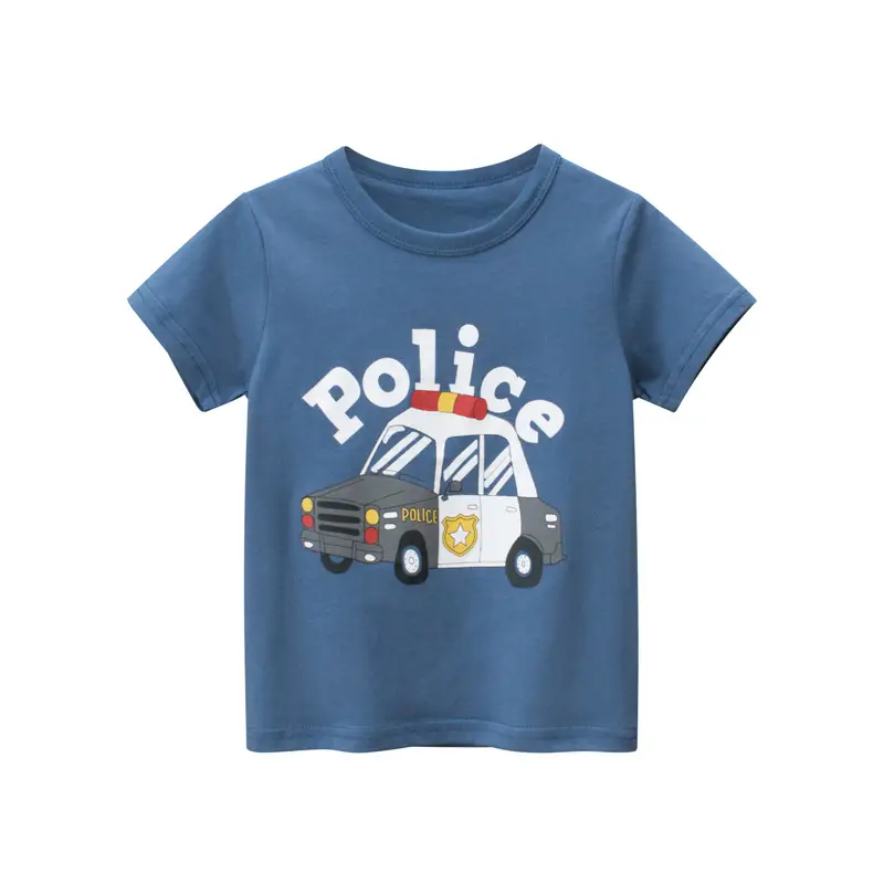 Police Graphic Boys T-Shirt Blue Short Sleeve
