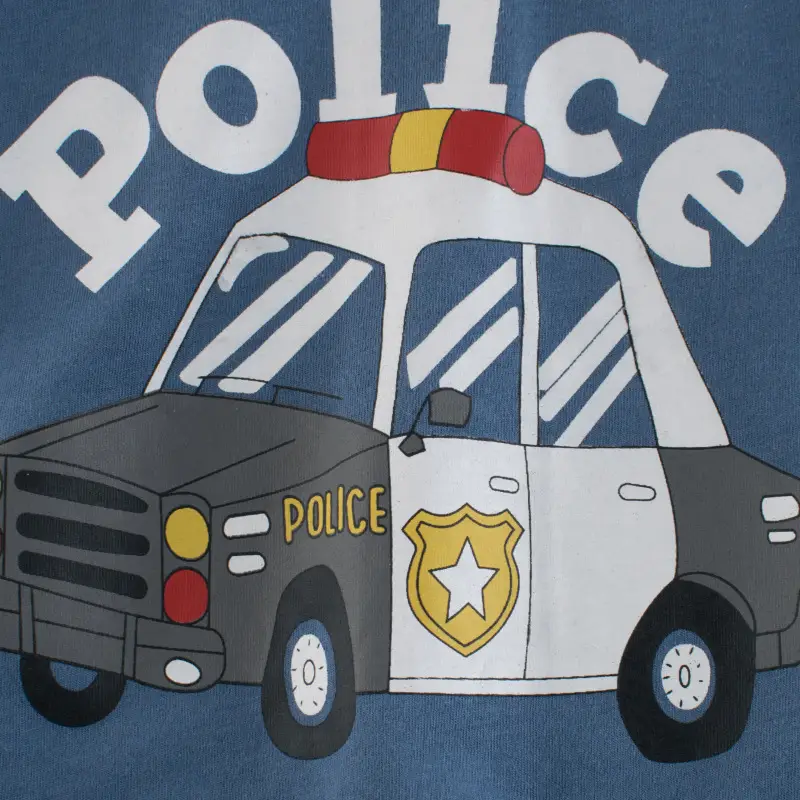 Police Graphic Boys T-Shirt Blue Short Sleeve