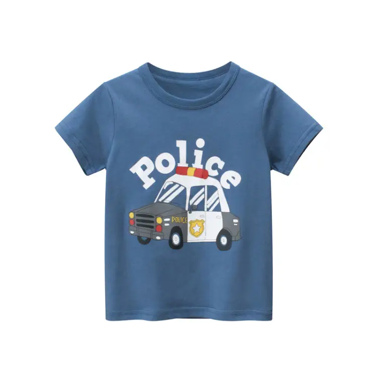 Police Graphic Boys T-Shirt Blue Short Sleeve