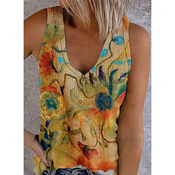 Women's 3D Printed V-Neck Sleeveless Vest with American Flag Design - Image 7