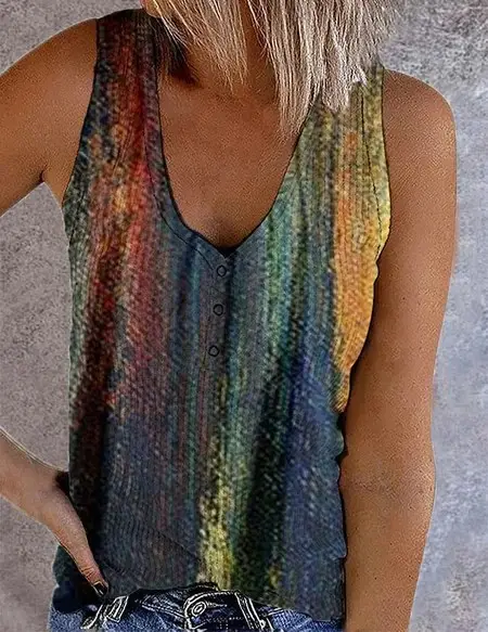 Women's 3D Printed V-Neck Sleeveless Vest with American Flag Design - Image 10
