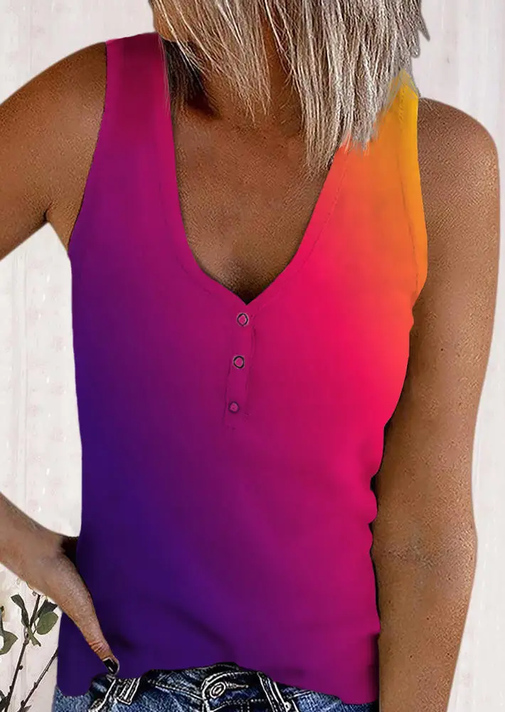 Women's 3D Printed V-Neck Sleeveless Vest with American Flag Design - Image 11