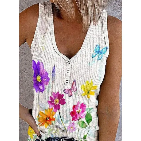 Women's 3D Printed V-Neck Sleeveless Vest with American Flag Design - Image 14
