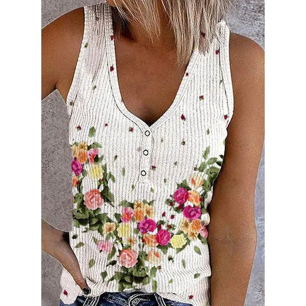 Women's 3D Printed V-Neck Sleeveless Vest with American Flag Design - Image 15