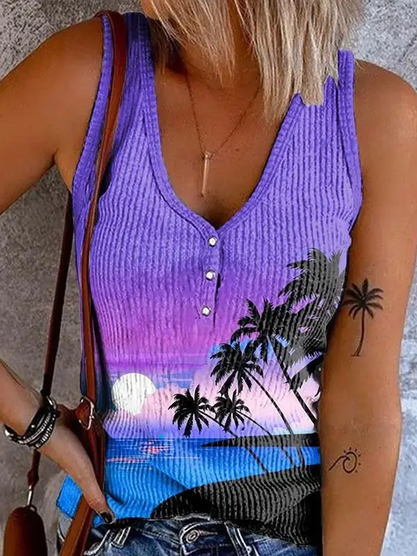 Women's 3D Printed V-Neck Sleeveless Vest with American Flag Design - Image 17