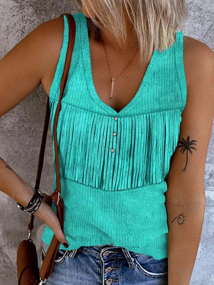 Women's 3D Printed V-Neck Sleeveless Vest with American Flag Design - Image 24