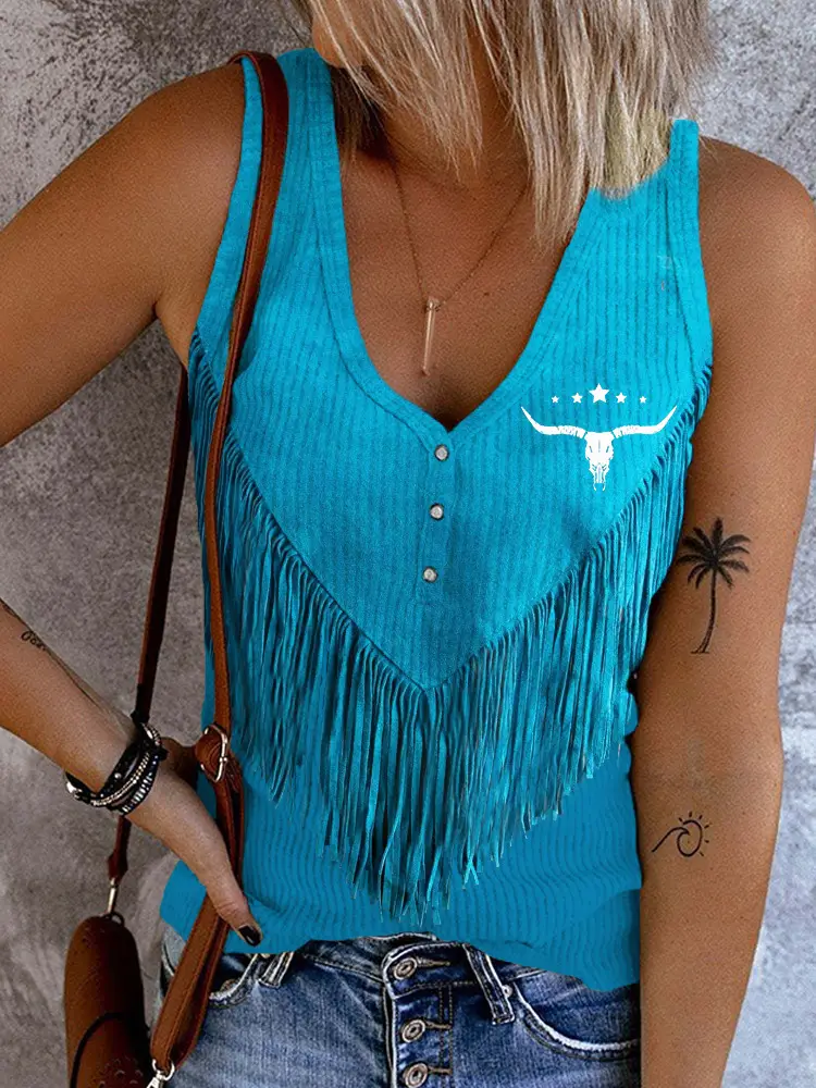 Women's 3D Printed V-Neck Sleeveless Vest with American Flag Design - Image 28