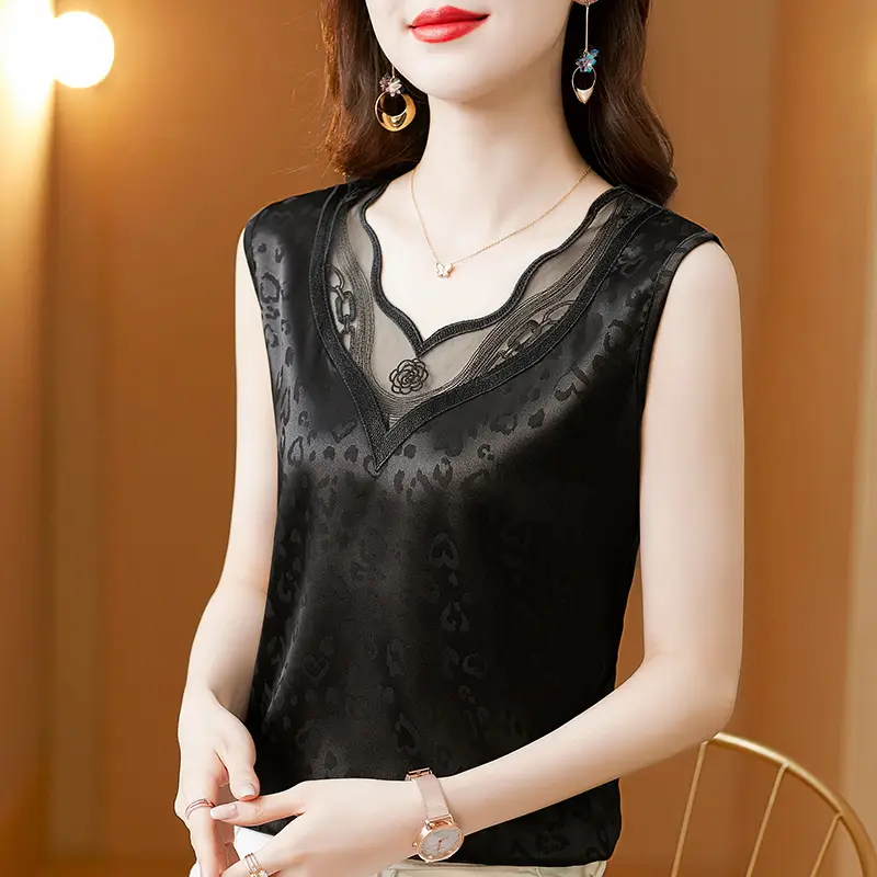 Elegant Women's Satin V-Neck Vest for Commuting Spring - Image 3