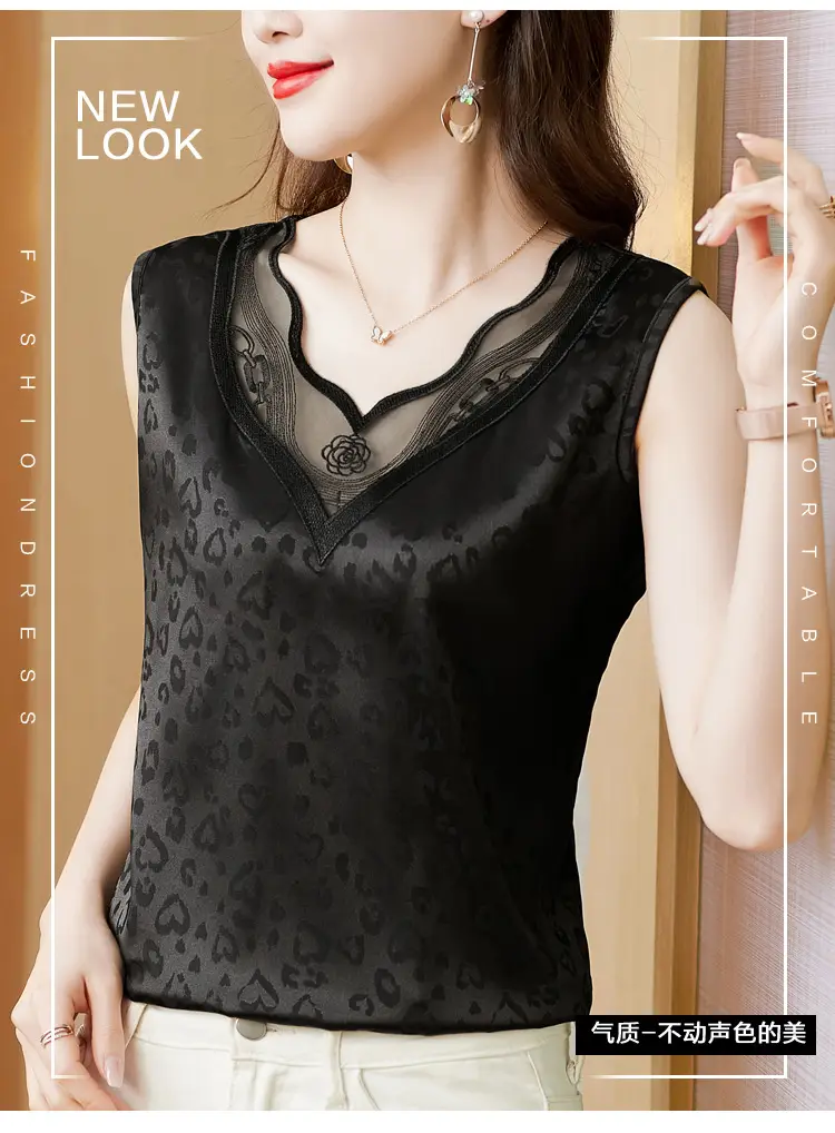 Elegant Women's Satin V-Neck Vest for Commuting Spring — feature 1