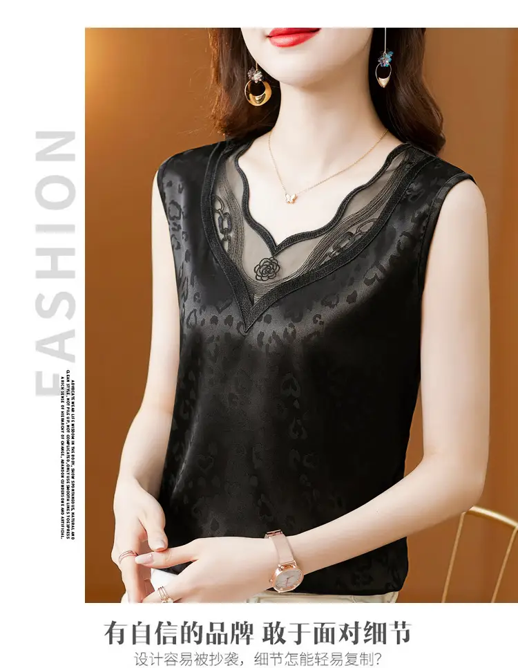 Elegant Women's Satin V-Neck Vest for Commuting Spring — feature 12