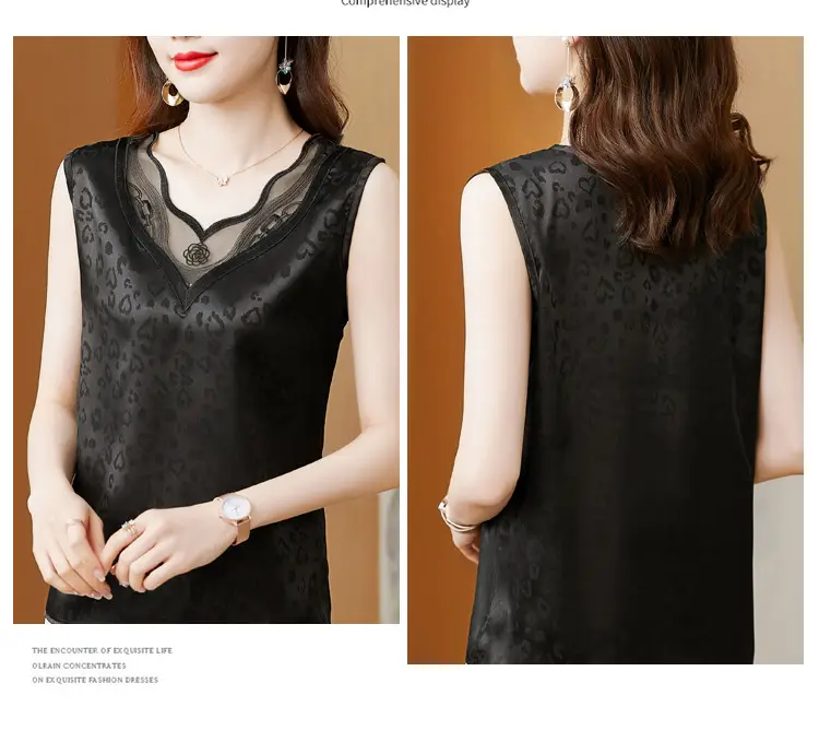 Elegant Women's Satin V-Neck Vest for Commuting Spring — feature 14
