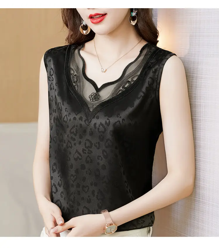 Elegant Women's Satin V-Neck Vest for Commuting Spring — feature 15