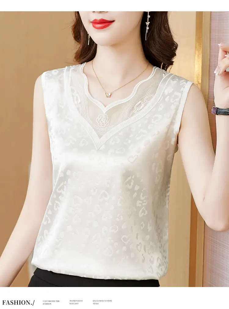 Elegant Women's Satin V-Neck Vest for Commuting Spring — feature 16