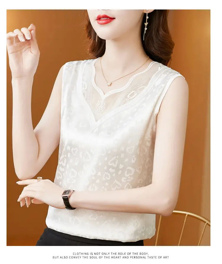 Elegant Women's Satin V-Neck Vest for Commuting Spring — feature 17