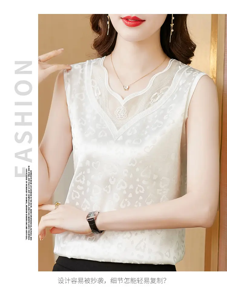 Elegant Women's Satin V-Neck Vest for Commuting Spring — feature 18
