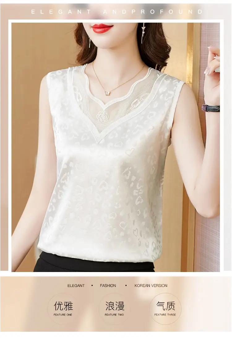 Elegant Women's Satin V-Neck Vest for Commuting Spring — feature 2