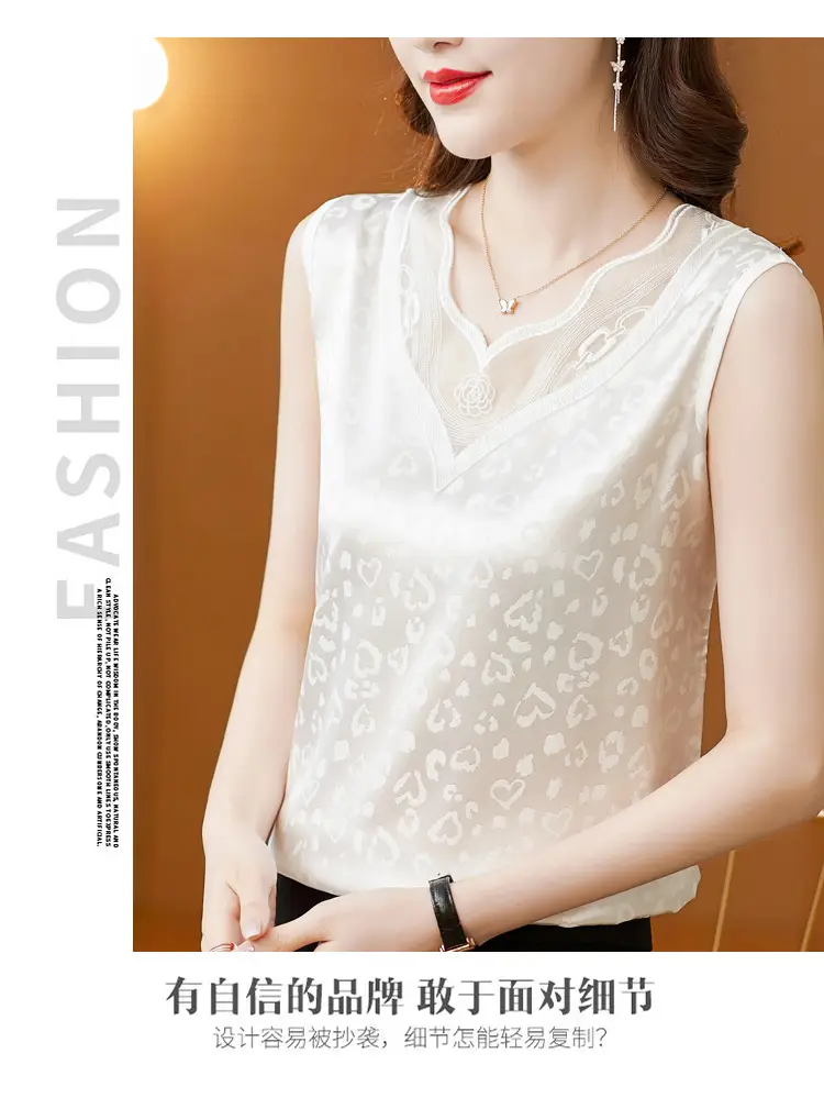 Elegant Women's Satin V-Neck Vest for Commuting Spring — feature 20