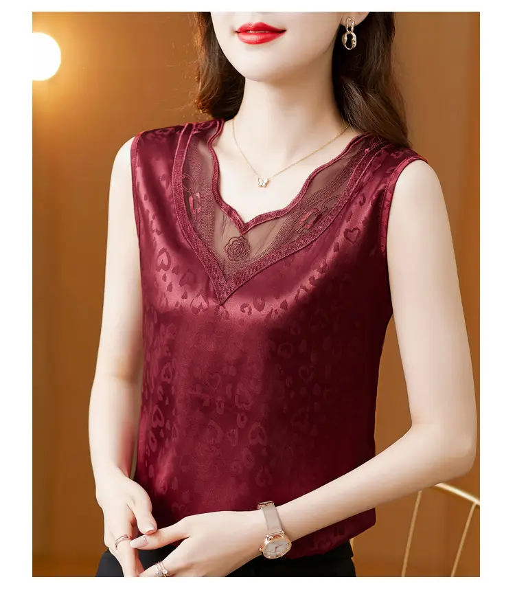 Elegant Women's Satin V-Neck Vest for Commuting Spring — feature 22