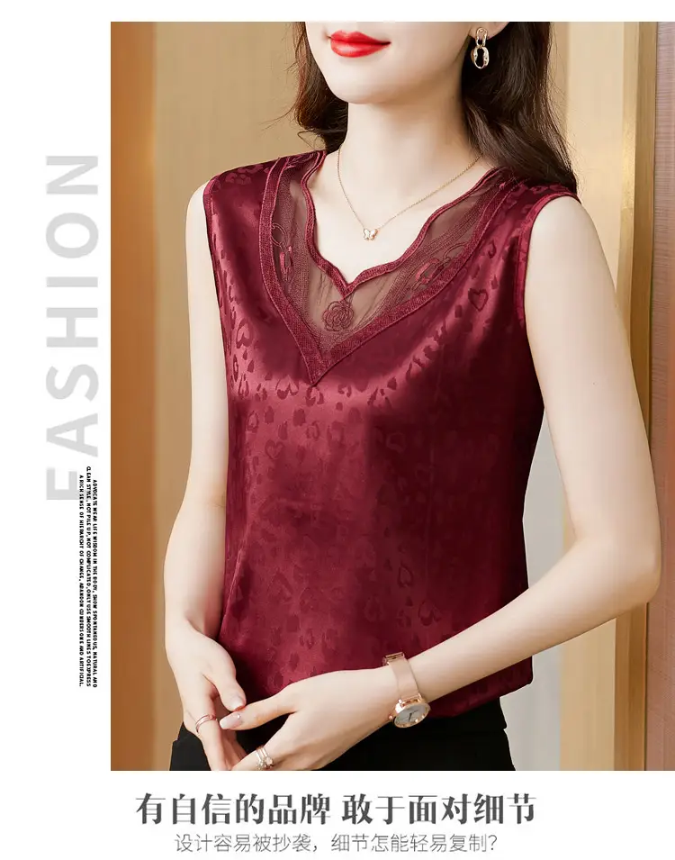 Elegant Women's Satin V-Neck Vest for Commuting Spring — feature 23