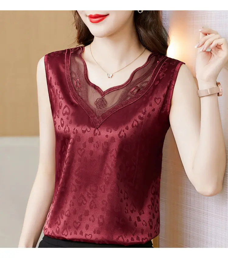 Elegant Women's Satin V-Neck Vest for Commuting Spring — feature 25