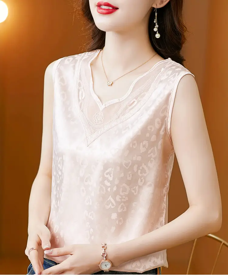 Elegant Women's Satin V-Neck Vest for Commuting Spring — feature 26
