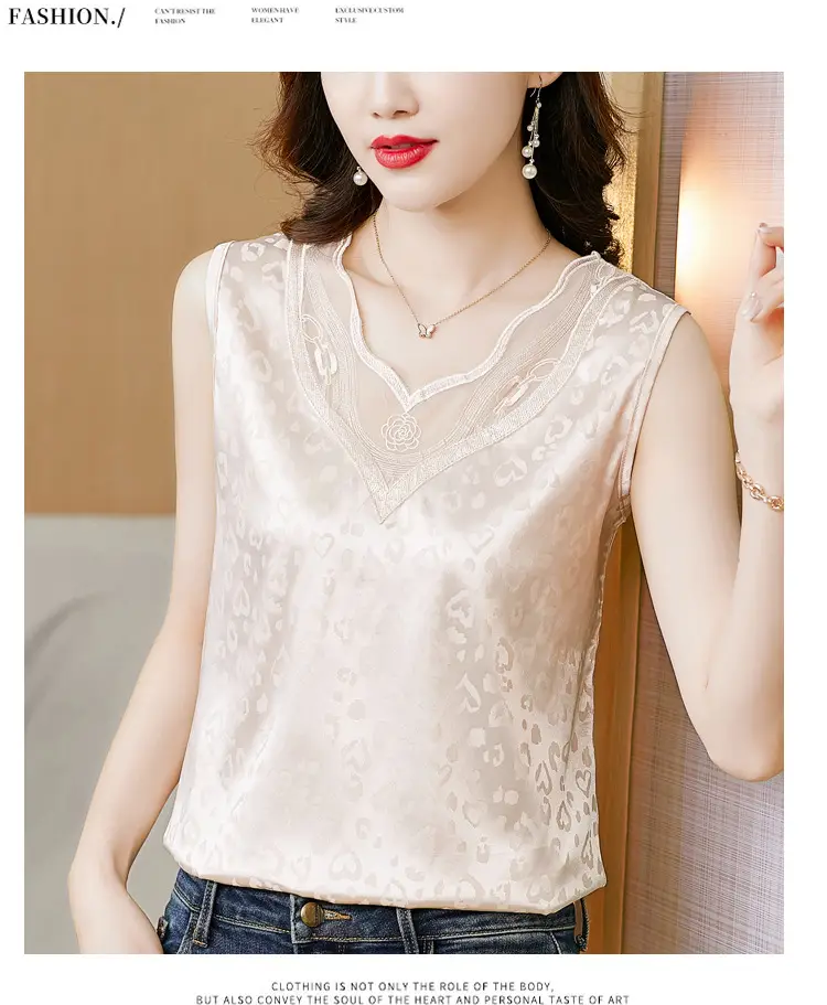 Elegant Women's Satin V-Neck Vest for Commuting Spring — feature 27