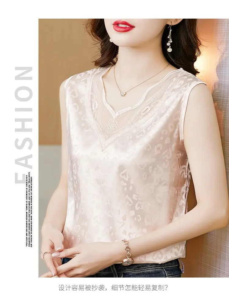 Elegant Women's Satin V-Neck Vest for Commuting Spring — feature 28
