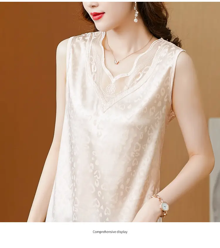 Elegant Women's Satin V-Neck Vest for Commuting Spring — feature 29