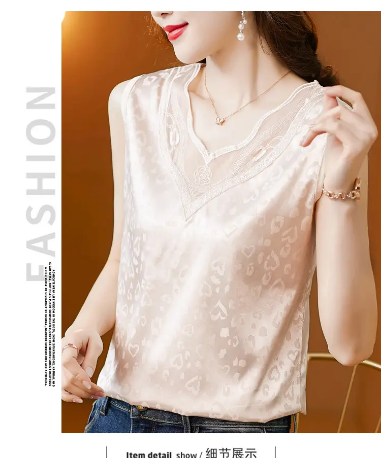 Elegant Women's Satin V-Neck Vest for Commuting Spring — feature 30