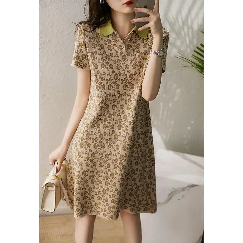 Women's Leopard Print Polo Collar Dress Summer 2022 - Image 2