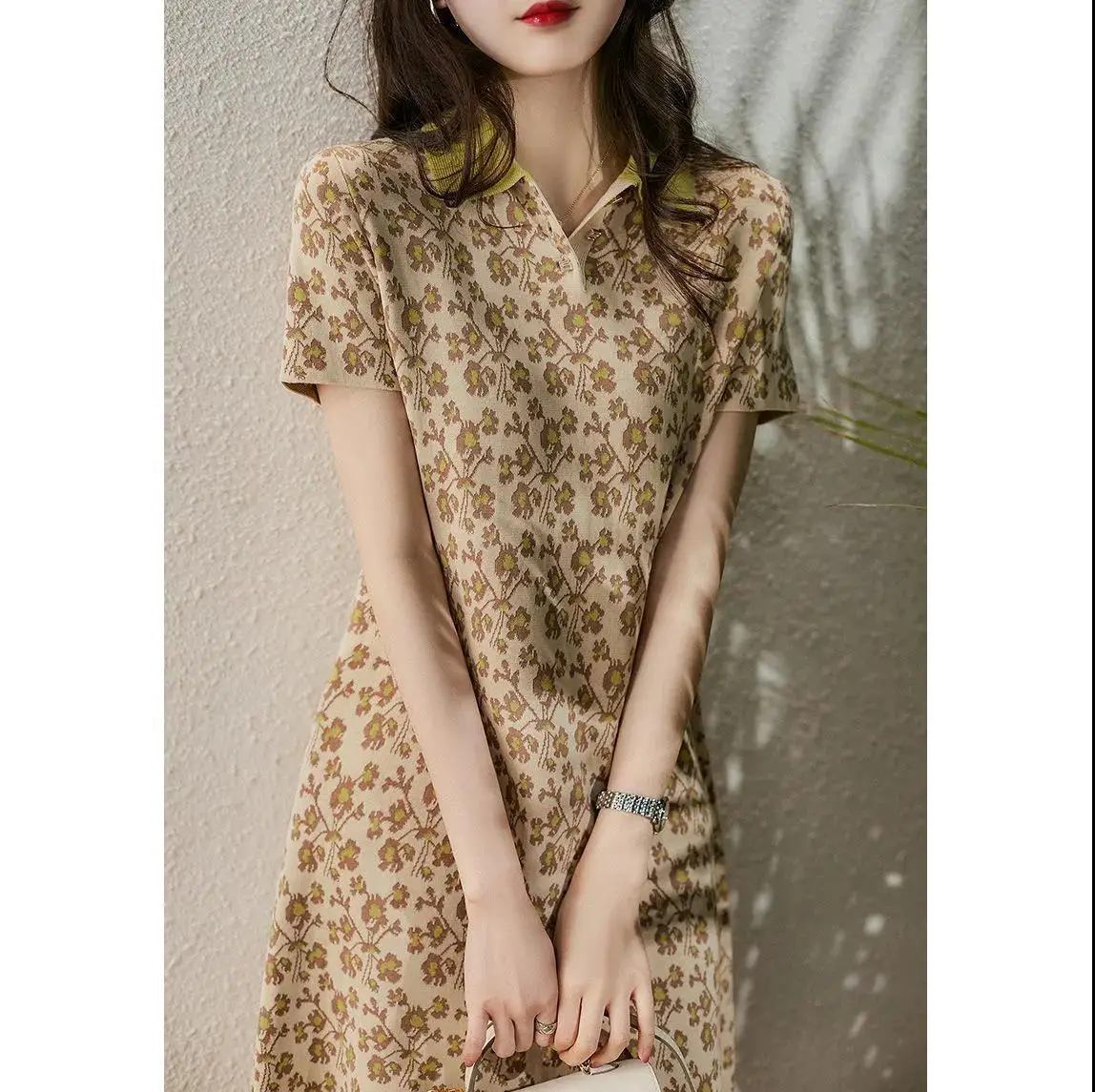 Women's Leopard Print Polo Collar Dress Summer 2022 - Image 3