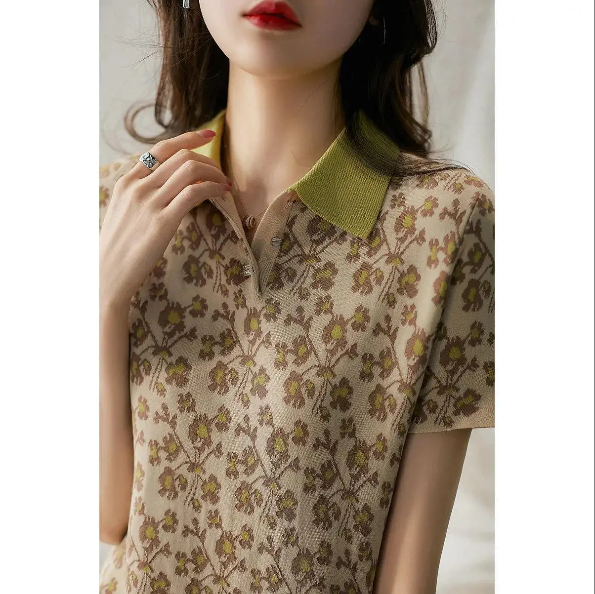 Women's Leopard Print Polo Collar Dress Summer 2022 - Image 6