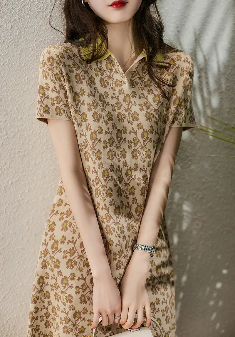 Women's Leopard Print Polo Collar Dress Summer 2022 — feature 1