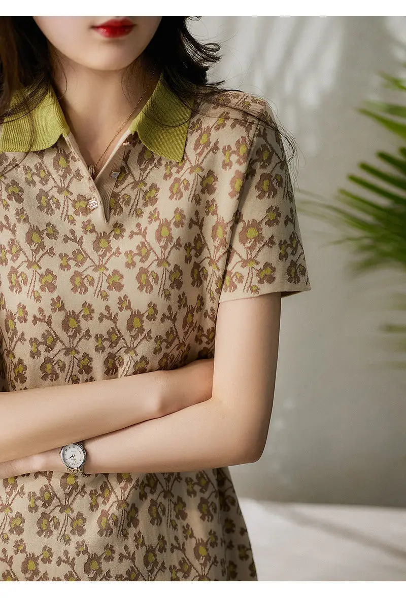 Women's Leopard Print Polo Collar Dress Summer 2022 — feature 16