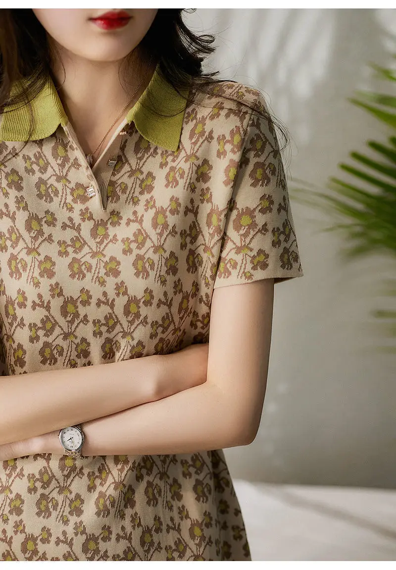 Women's Leopard Print Polo Collar Dress Summer 2022 — feature 7