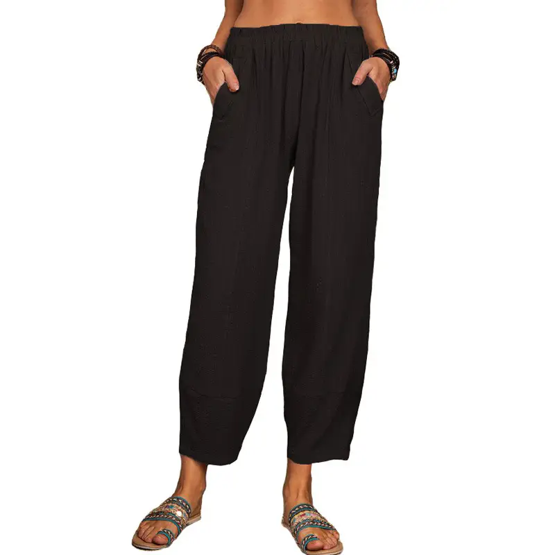 2025 Pink Loose Cotton Linen Harem Pants for Women - Image 4