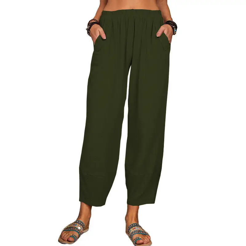 2025 Pink Loose Cotton Linen Harem Pants for Women - Image 7