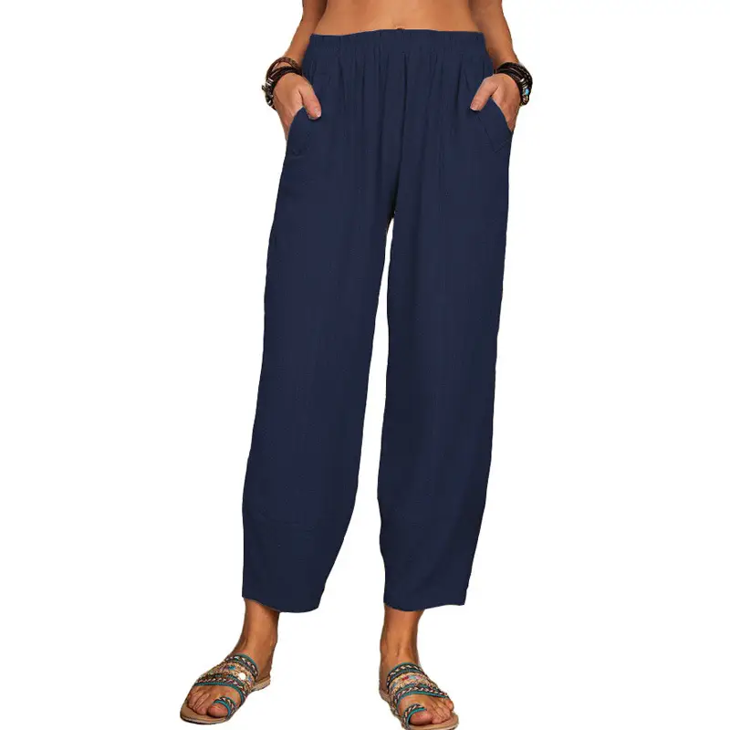 2025 Pink Loose Cotton Linen Harem Pants for Women - Image 8