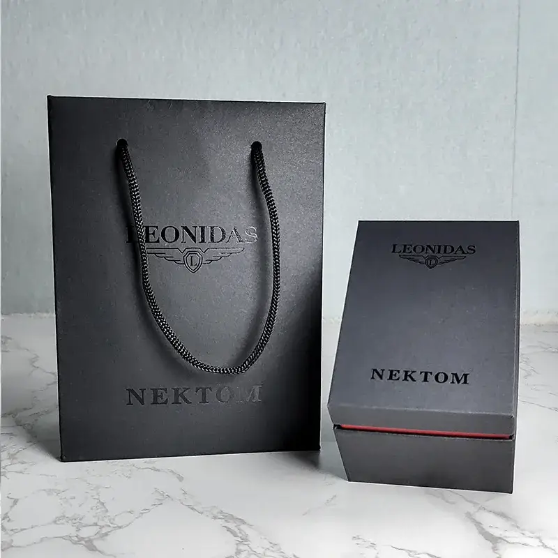 Leonida & Naton Watch Box Set Orange Small Quartz Black