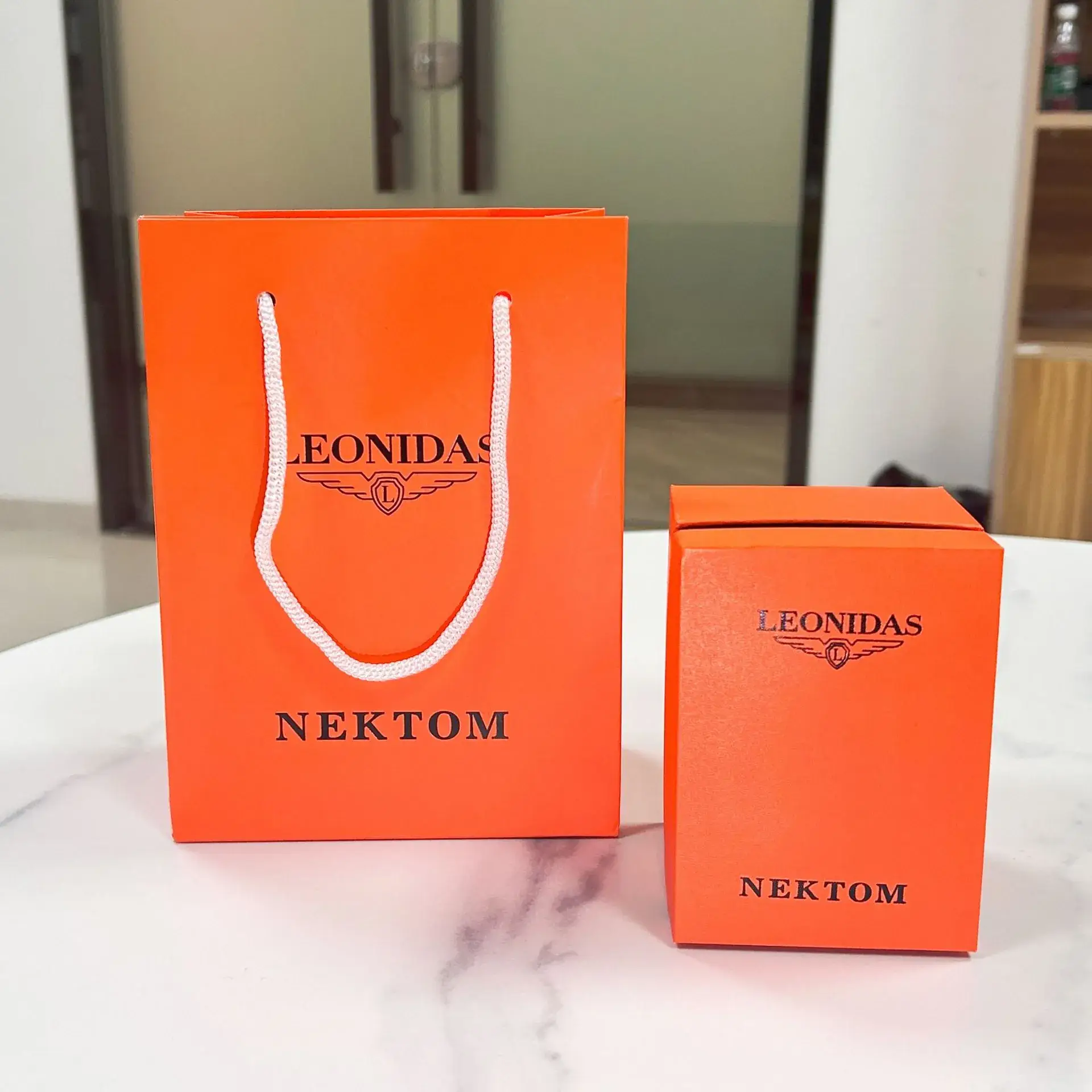 Leonida & Naton Watch Box Set Orange Small Quartz Black