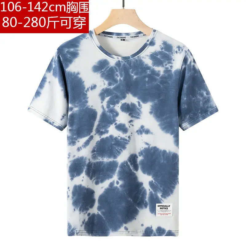 Men Tie-Dye Cotton T-Shirt Chubby Large 2022 Summer - Image 2