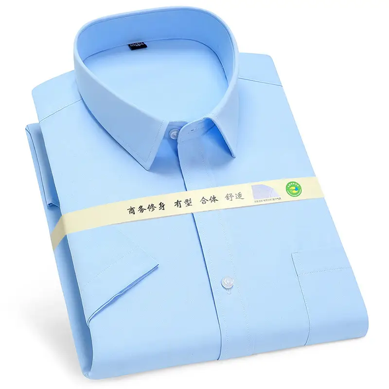 Golden Shield Men's Blue Gingham Short Sleeve Shirt - Image 4