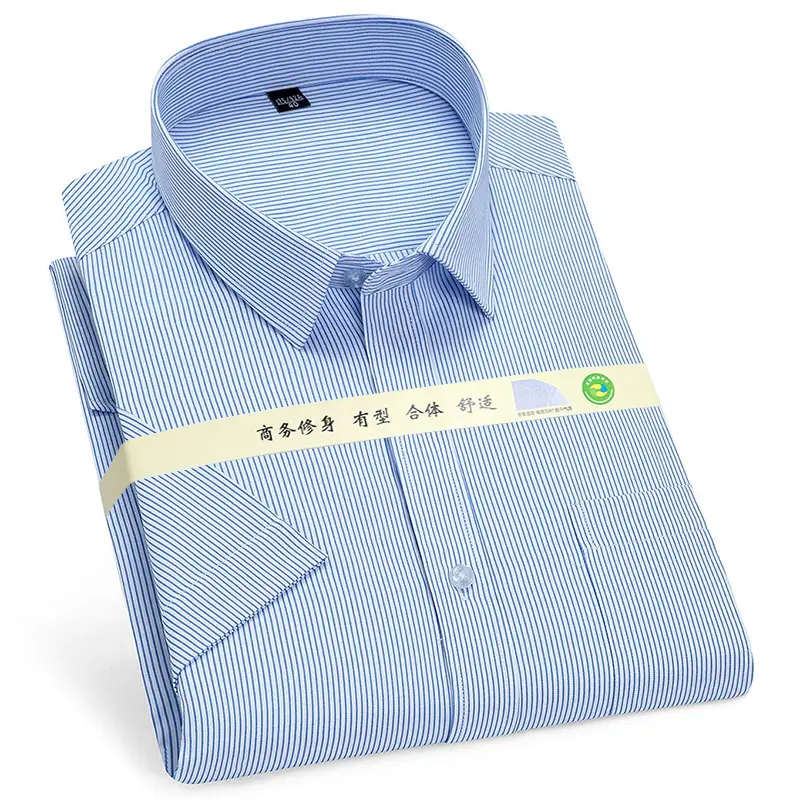 Golden Shield Men's Blue Gingham Short Sleeve Shirt - Image 6