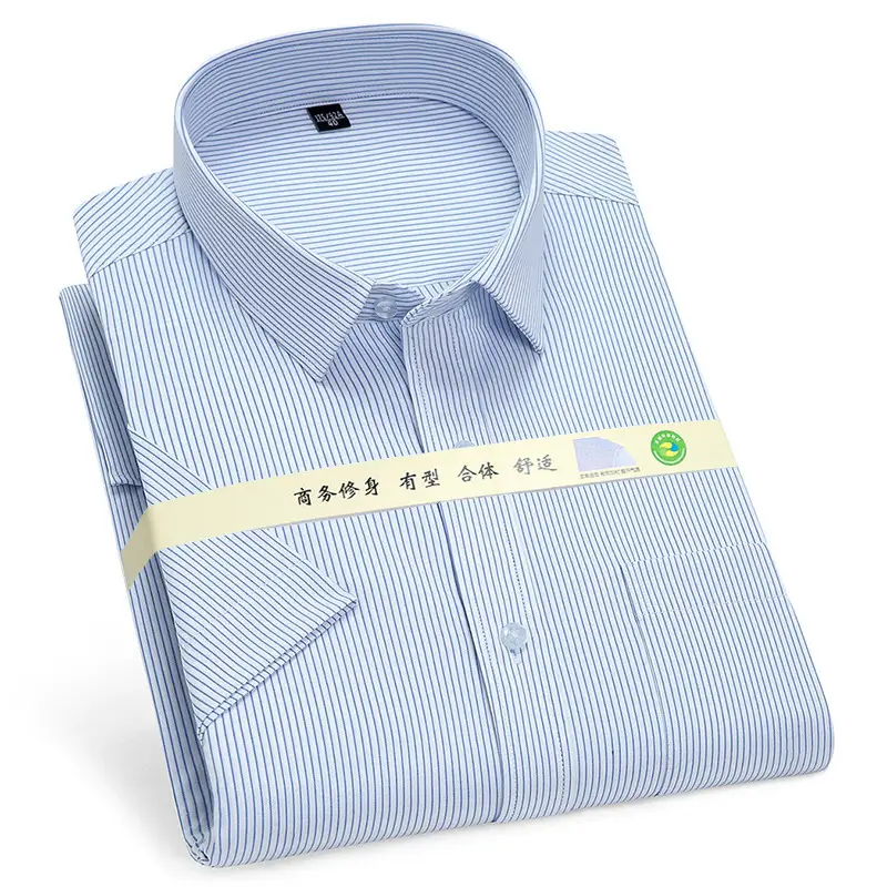 Golden Shield Men's Blue Gingham Short Sleeve Shirt - Image 7