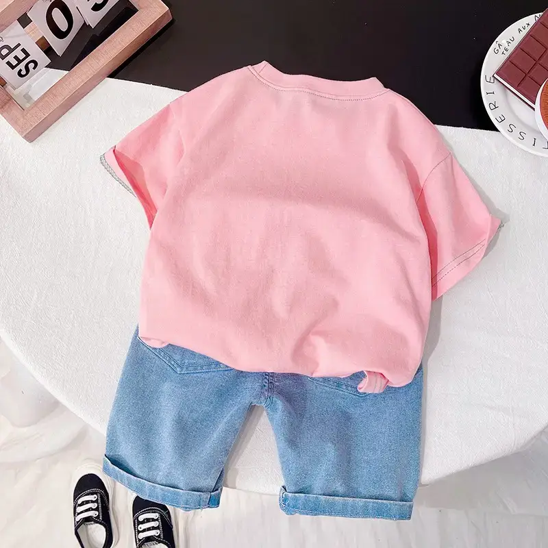 Boys White Cotton Short Sleeve Western Suit Summer