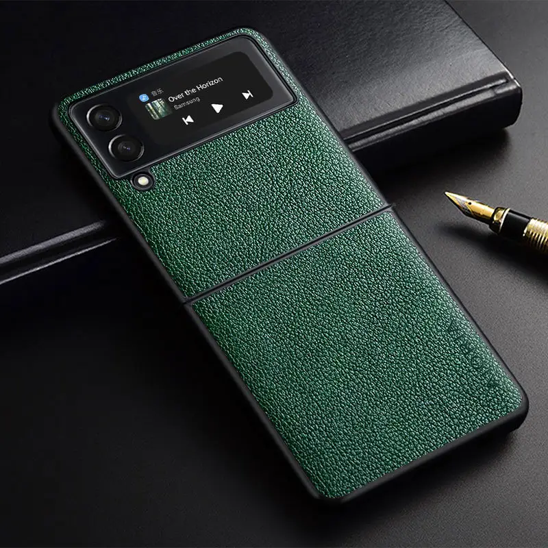 Green Litchi Pattern Samsung Z Flip3 5G Phone Case