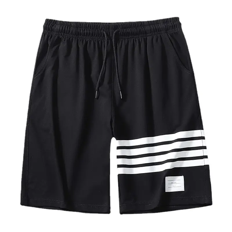 Men Drawstring Shorts Grey Striped Pure Cotton Summer - Image 8
